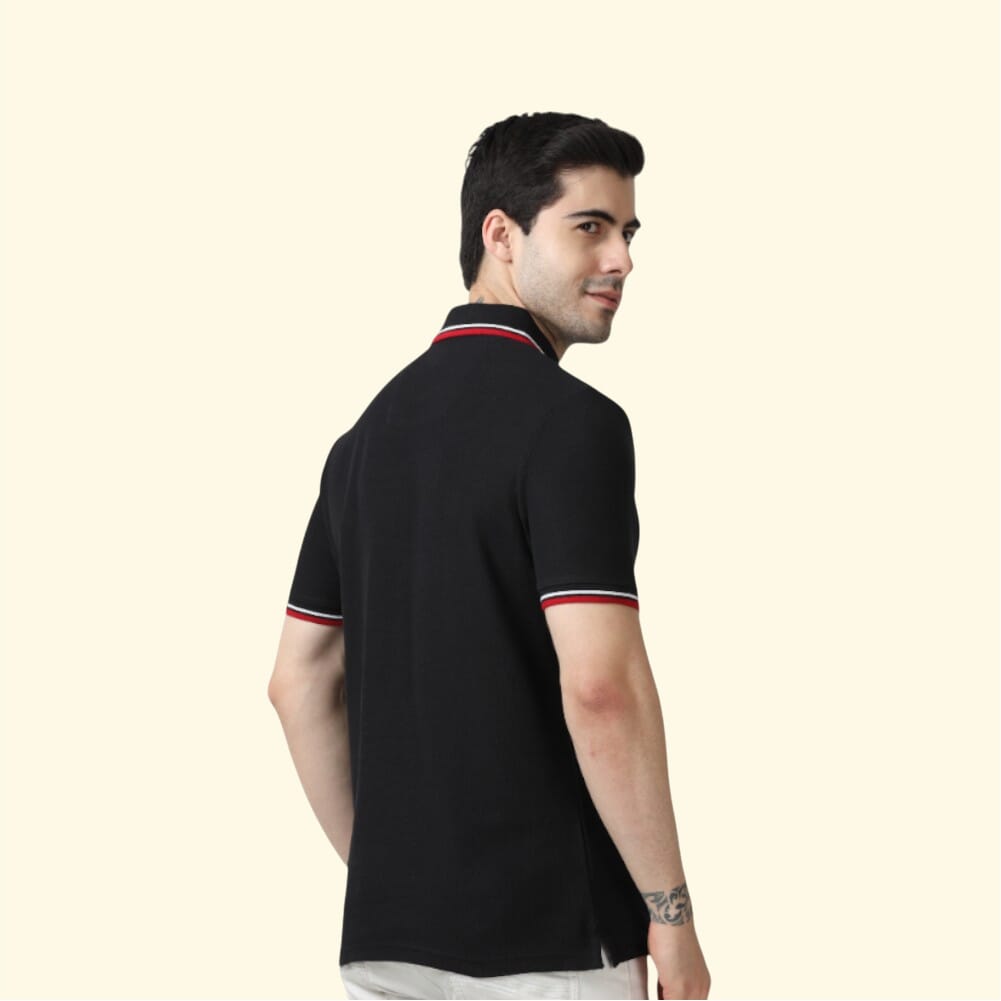 Marks & Spencer Polo T-shirt Tipping-Black with Red